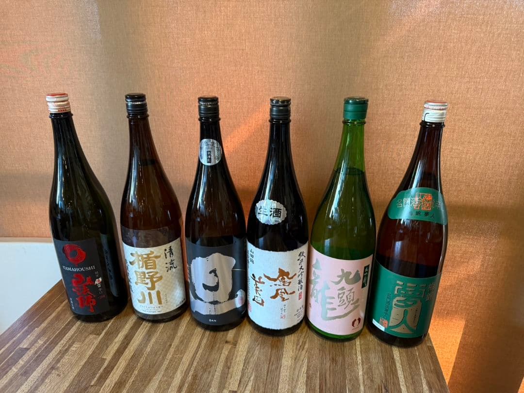日本酒６本セット　 山法師、たてのかわ、旦、鳳凰美田、九頭龍、梅錦