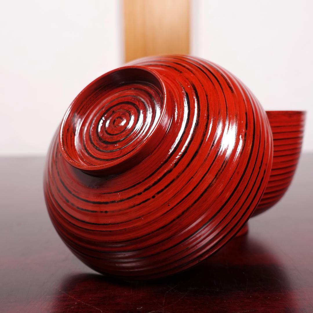 山中塗 喜八作 朱塗 内黒塗 見返結び松蒔絵 吸物椀 5客 共箱