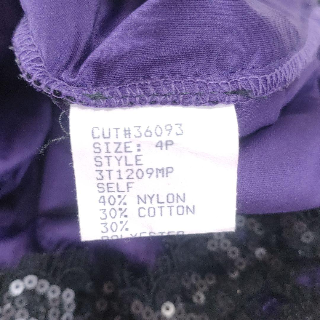 美品✨タダシショージ　レース×スパンコール　ワンピースドレス　ベルト　黒×紫