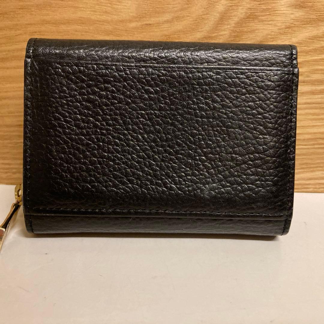 ラシット　三つ折り財布　レザーウォレット　 ラウンドファスナー　ブラック