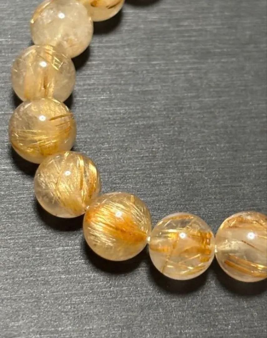 【特価】ゴールドルチル　内径16 9.2ミリ玉　パワーストーンブレス　天然石⑩
