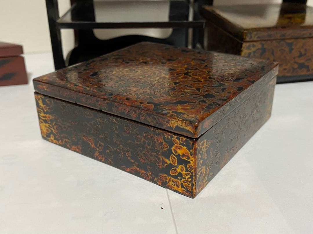 ♦明治時代工芸品 花見 野立て用 四段携帯弁当箱 提重 漆器 古美術品 骨董品