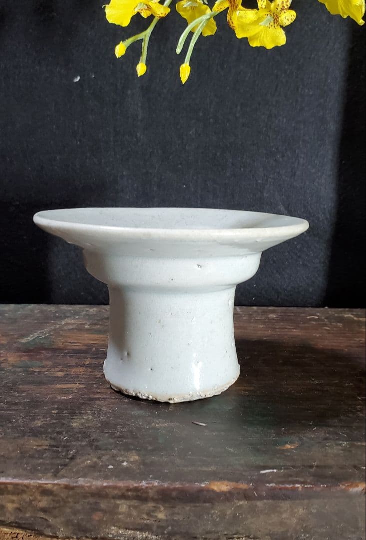 李朝 白磁祭器 白磁盃台