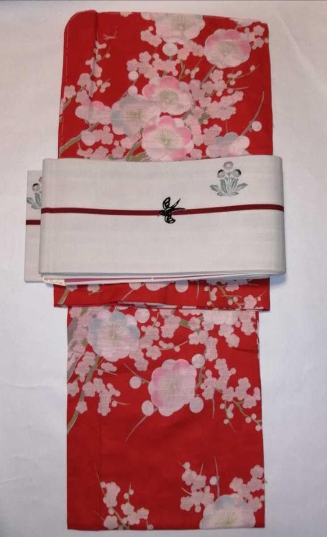 ★ツモリチサト浴衣.朱色地.豪華古典.梅柄★大人の浴衣