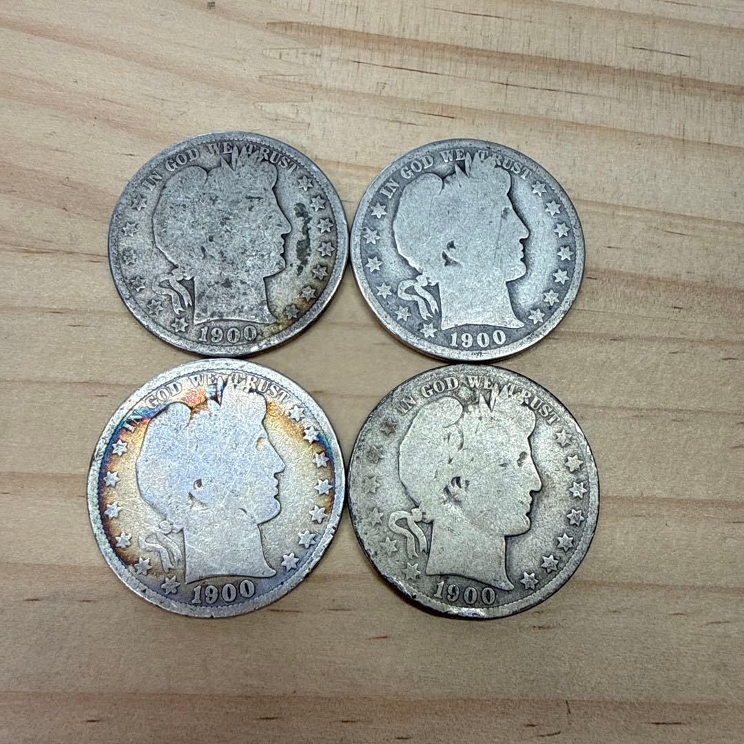 1900年 アメリカ バーバー ハーフダラー 4枚セット