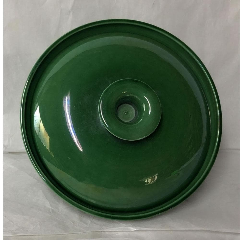 e2710 珉平焼 蓋物 喰籠 木箱入り 緑釉 喰篭 菓子器 淡路焼 民平焼