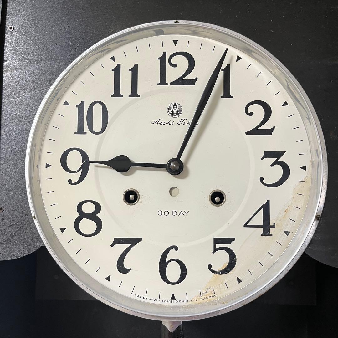 Aichi 30 DAY 愛知柱時計　ゼンマイ式　木製掛時計 黒