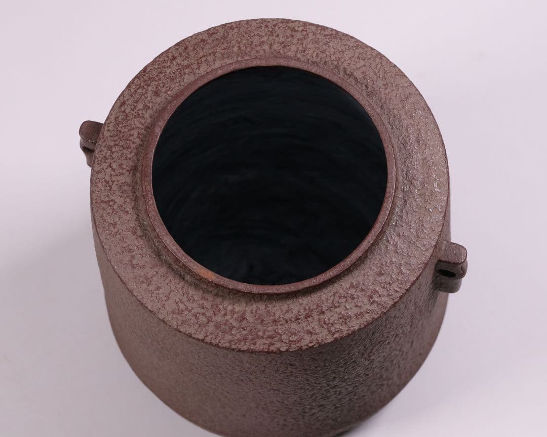 茶道具 釜師・佐藤清光 砂鉄 筒釜 共箱 風炉釜 吊釜 鉄釜【MA526】