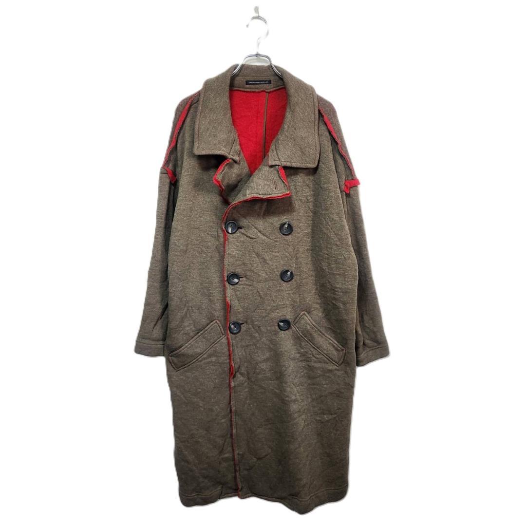 ワイズ Y's バイカラー断ち切りニットコート カーキ ロングコート L