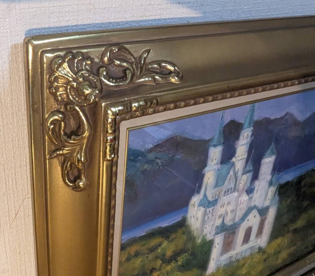 【真作】絵画　油彩6号　ノイシュヴァンシュタイン城　箱・黄袋入　X73
