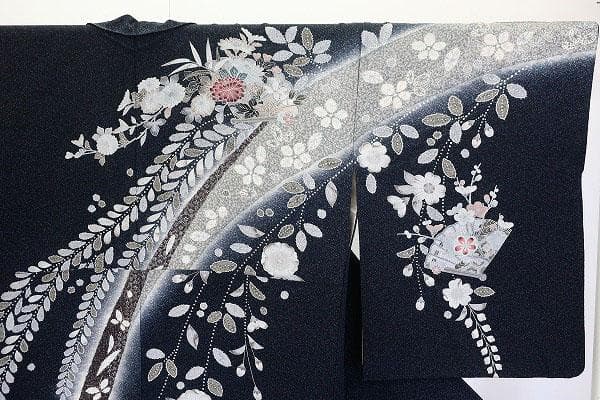 ★専用★美品 訪問着 辻が花 墨黒 袷 身丈166.0cm トールサイズ 正絹