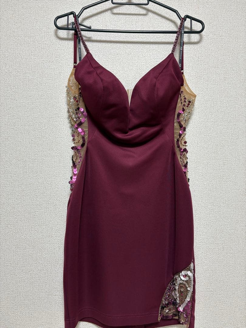 AR ANGELR ワインレッド M ビーズドレス