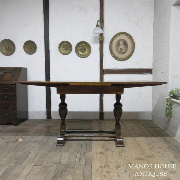 イギリス アンティーク 家具 ダイニングテーブル ドローリーフ 英国 6242d