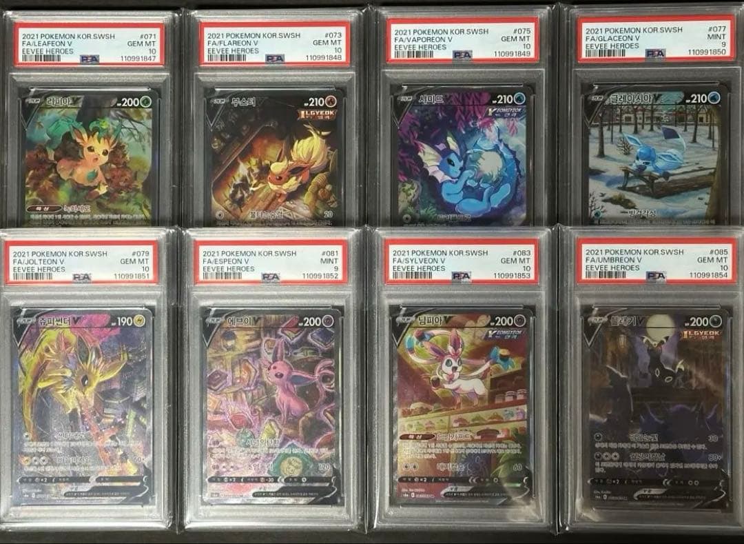 【PSA鑑定8連番】韓国版 ブイズ SA フルコンプ8枚 ブラッキーV等