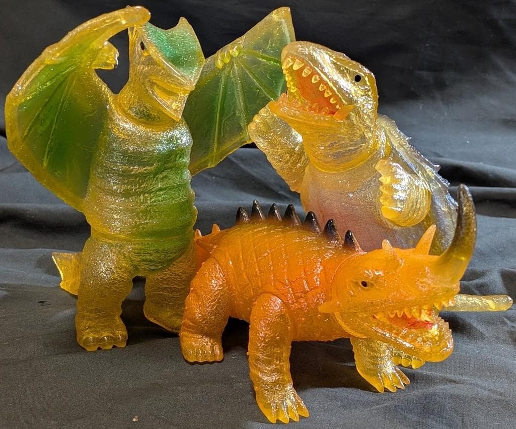 昭和ガメラ＆バルゴン＆ギャオス（日東復刻）クリアミドルソフビフィギュア３体セット