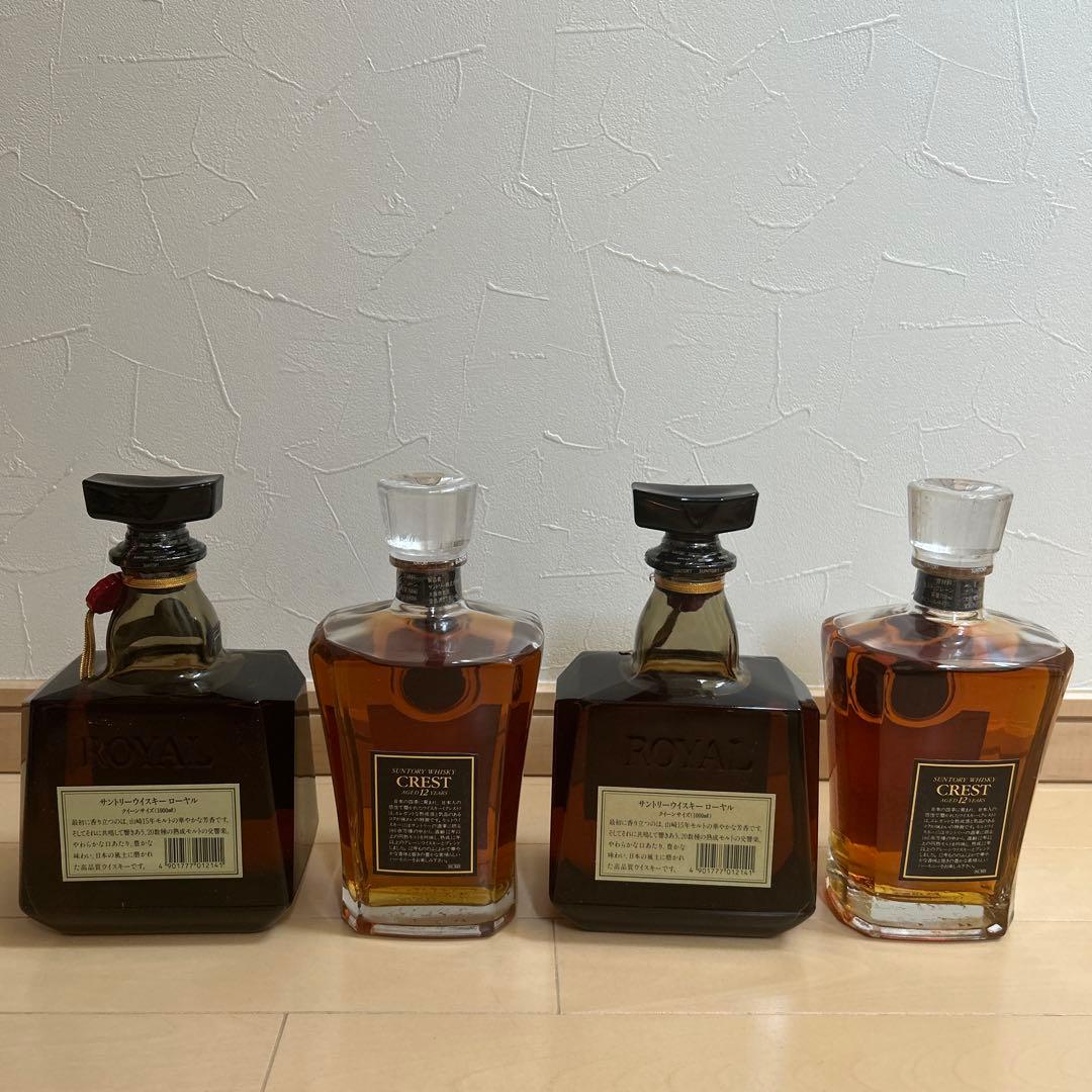 古酒　サントリー ローヤル（クィーンサイズ） & クレスト セット　2箱　4本