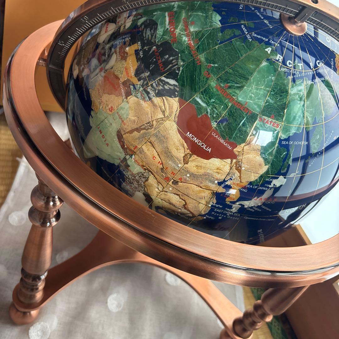【美品✨希少】天然石✨地球儀✨アンティーク✨インテリア✨コレクション✨シェル