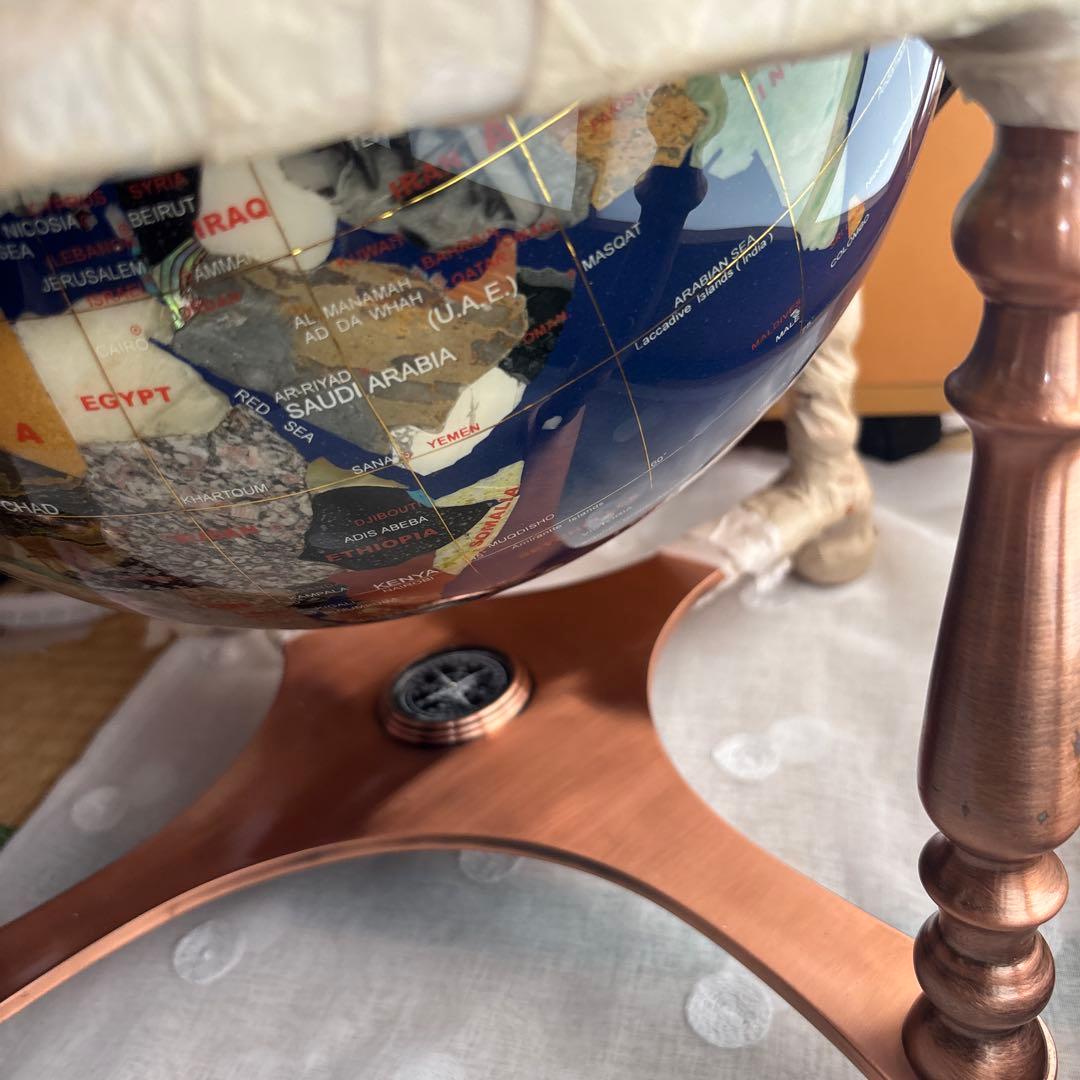 【美品✨希少】天然石✨地球儀✨アンティーク✨インテリア✨コレクション✨シェル