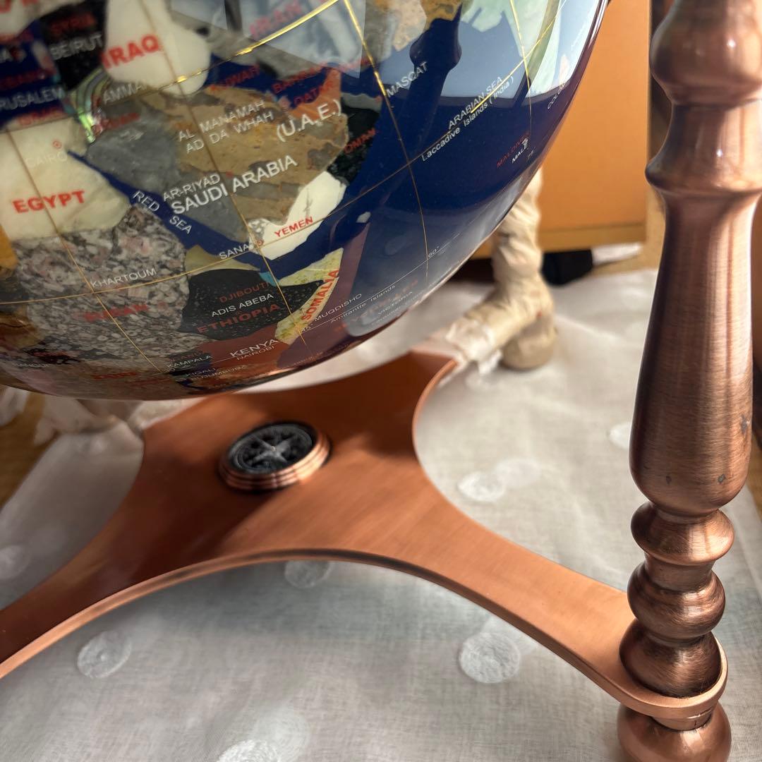 【美品✨希少】天然石✨地球儀✨アンティーク✨インテリア✨コレクション✨シェル