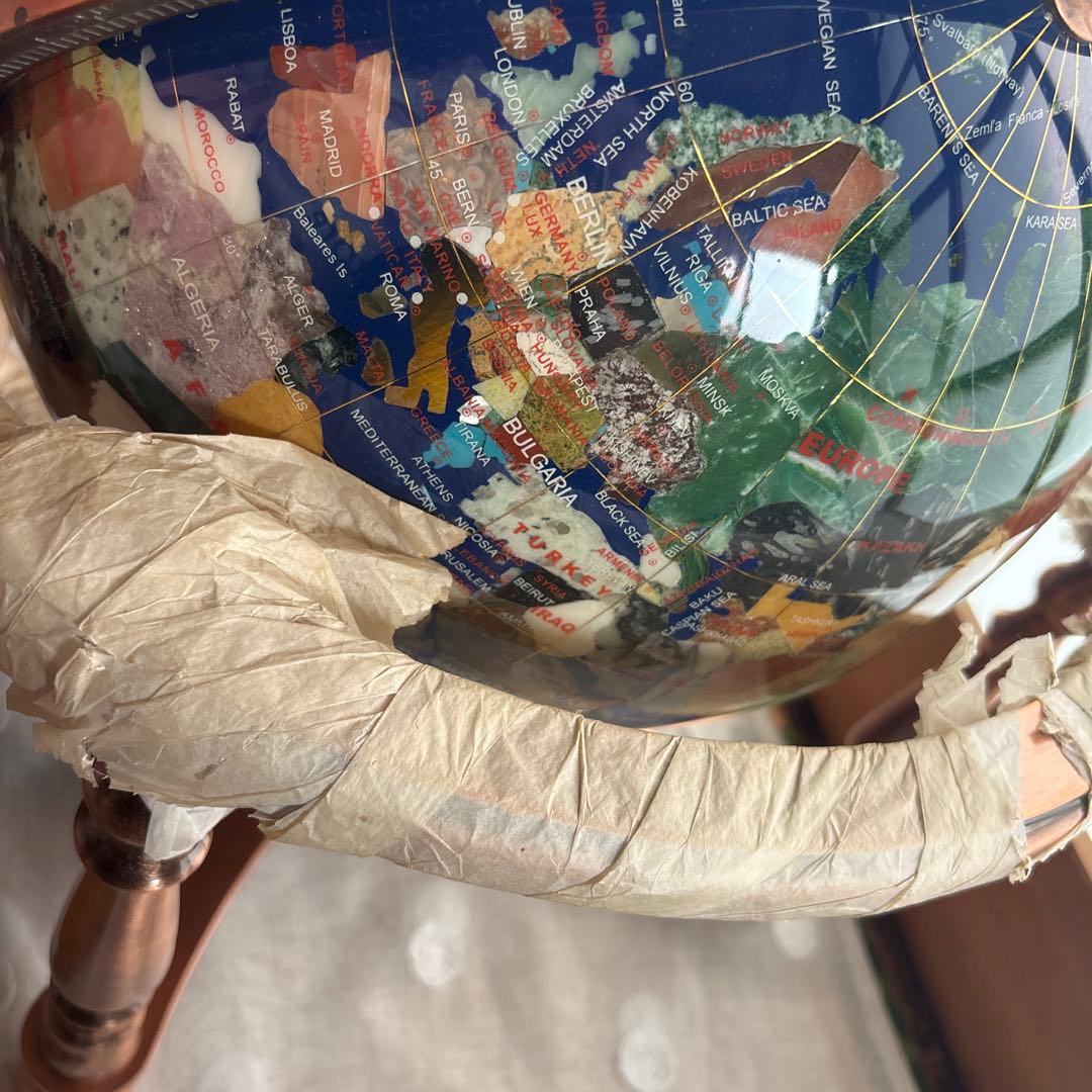 【美品✨希少】天然石✨地球儀✨アンティーク✨インテリア✨コレクション✨シェル