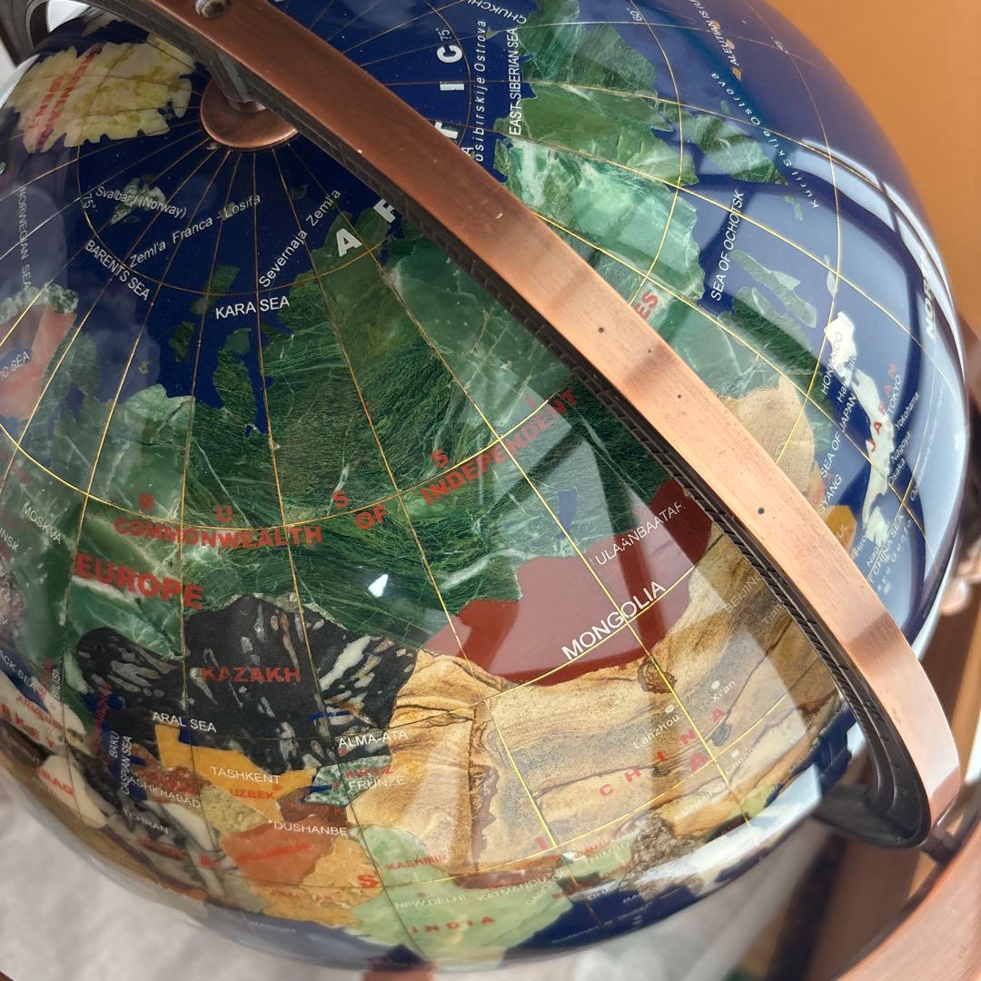 【美品✨希少】天然石✨地球儀✨アンティーク✨インテリア✨コレクション✨シェル