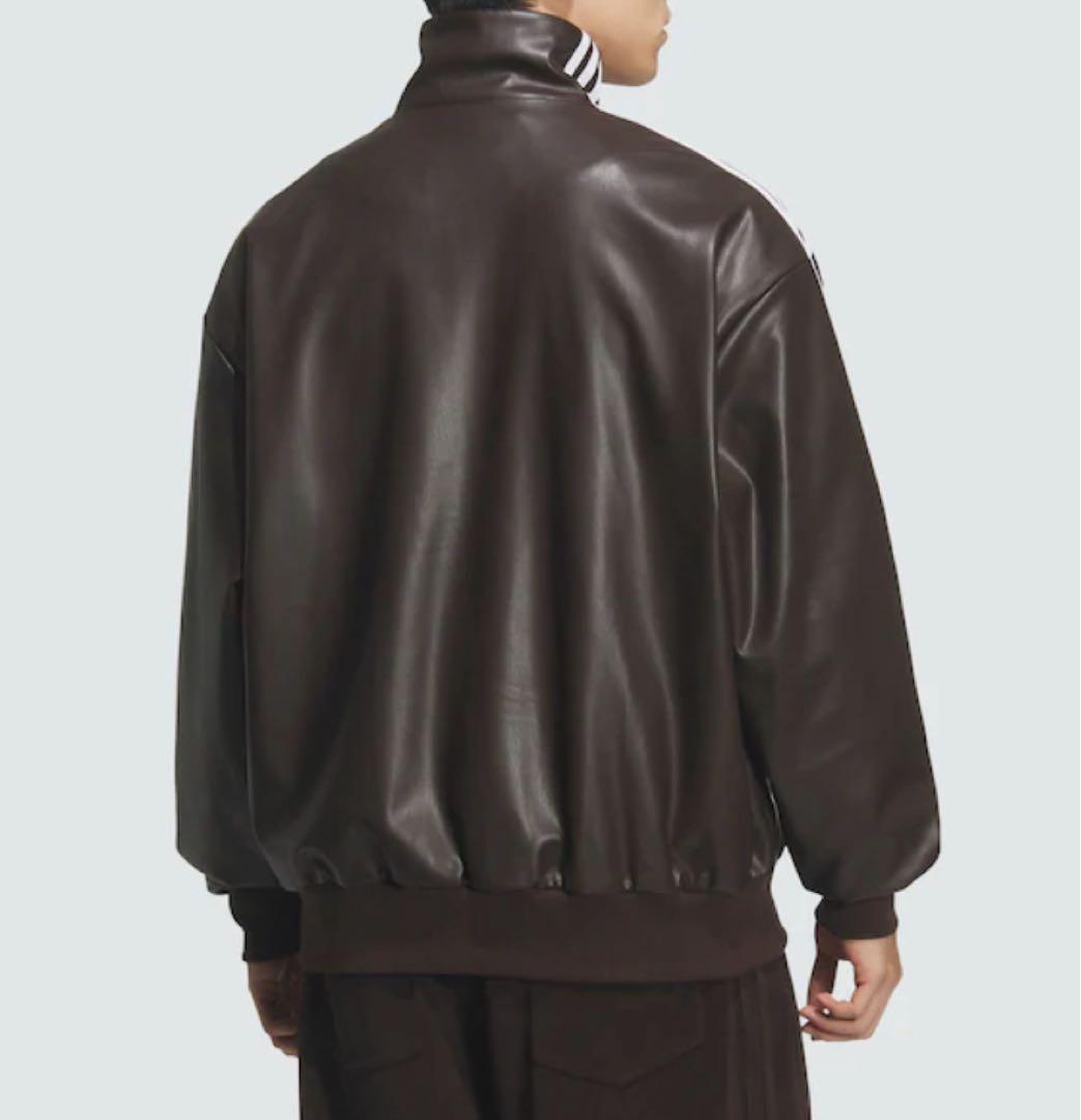 新品XL⭐️adidas フェイクレザー ジャケット ダークブラウン