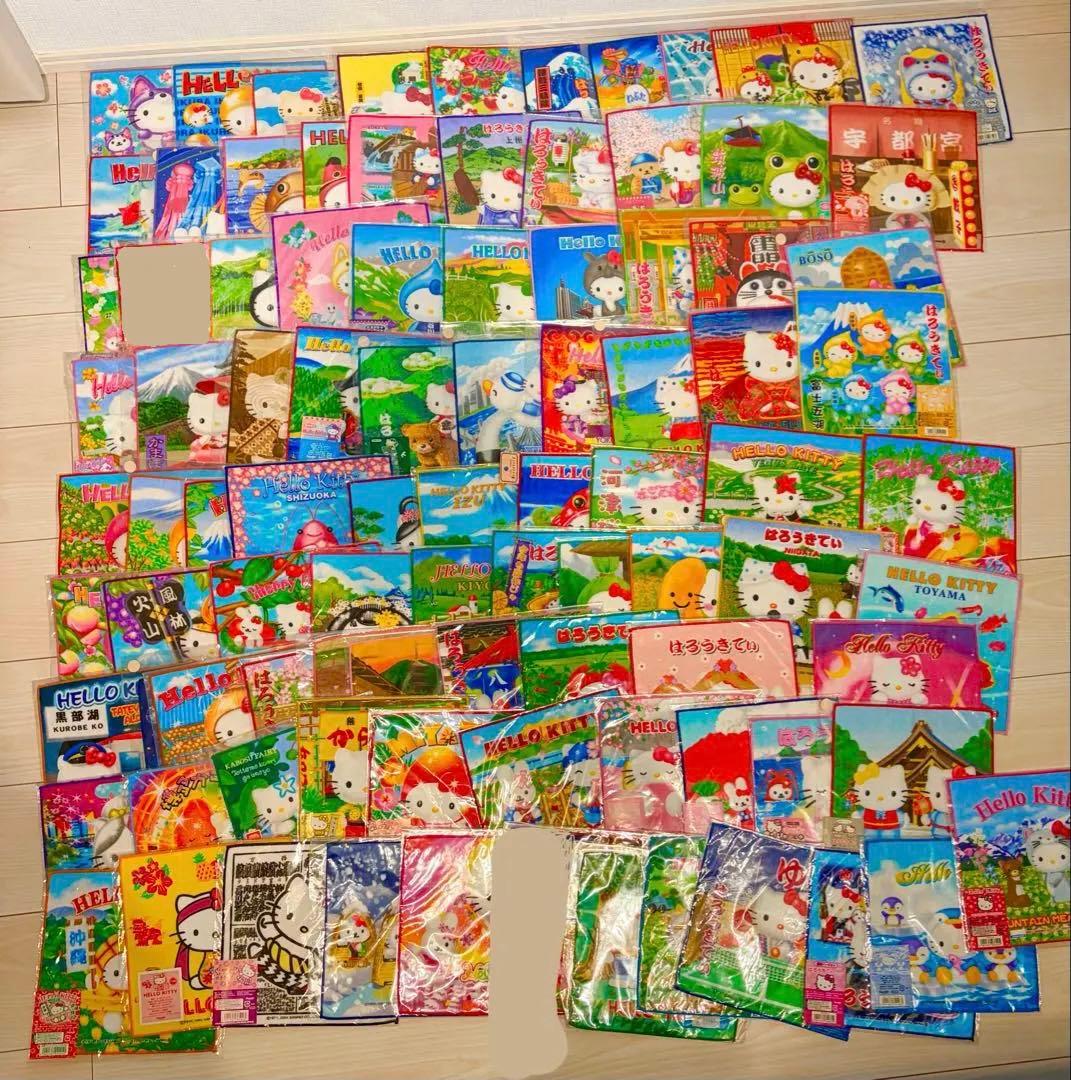 【希少】ハローキティ ご当地ハンカチ 91枚セット 未使用 平成レトロ