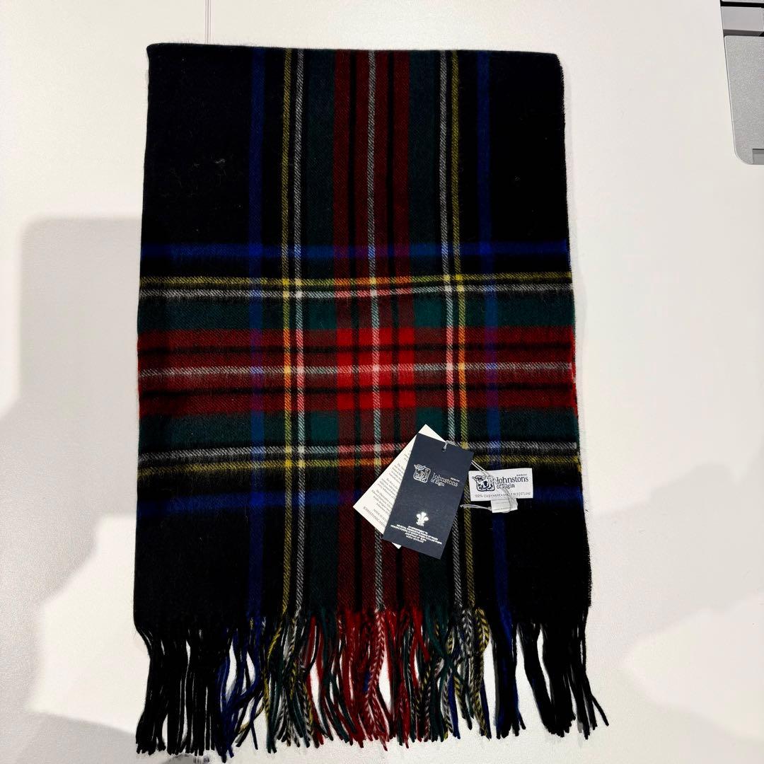 ジョンストンズ カシミア 大判ストール マフラー ブラックスチュワート（即発）