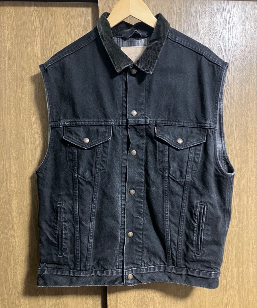 90s Levi's リーバイス 後染めブラック デニムベスト USA製