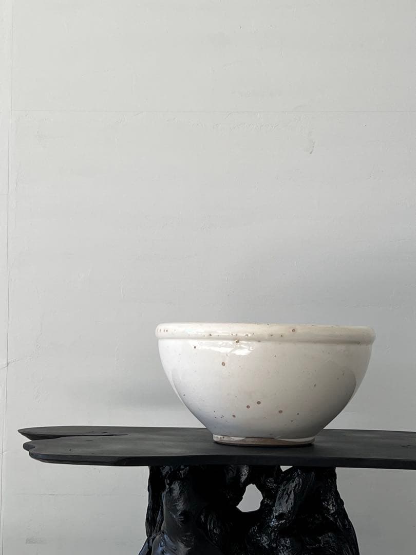 戦前 平清水焼 白磁鉢 ／ こね鉢 白磁ボウル デルフト
