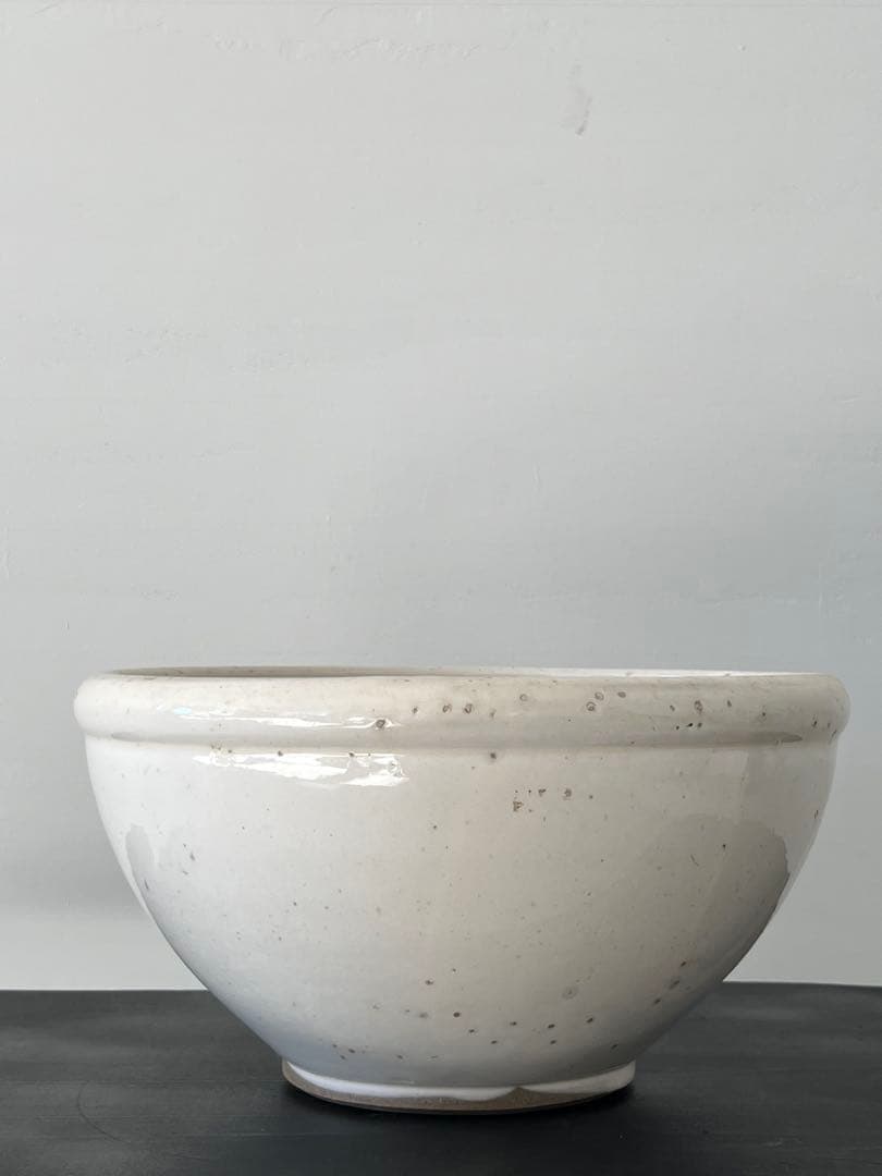 戦前 平清水焼 白磁鉢 ／ こね鉢 白磁ボウル デルフト