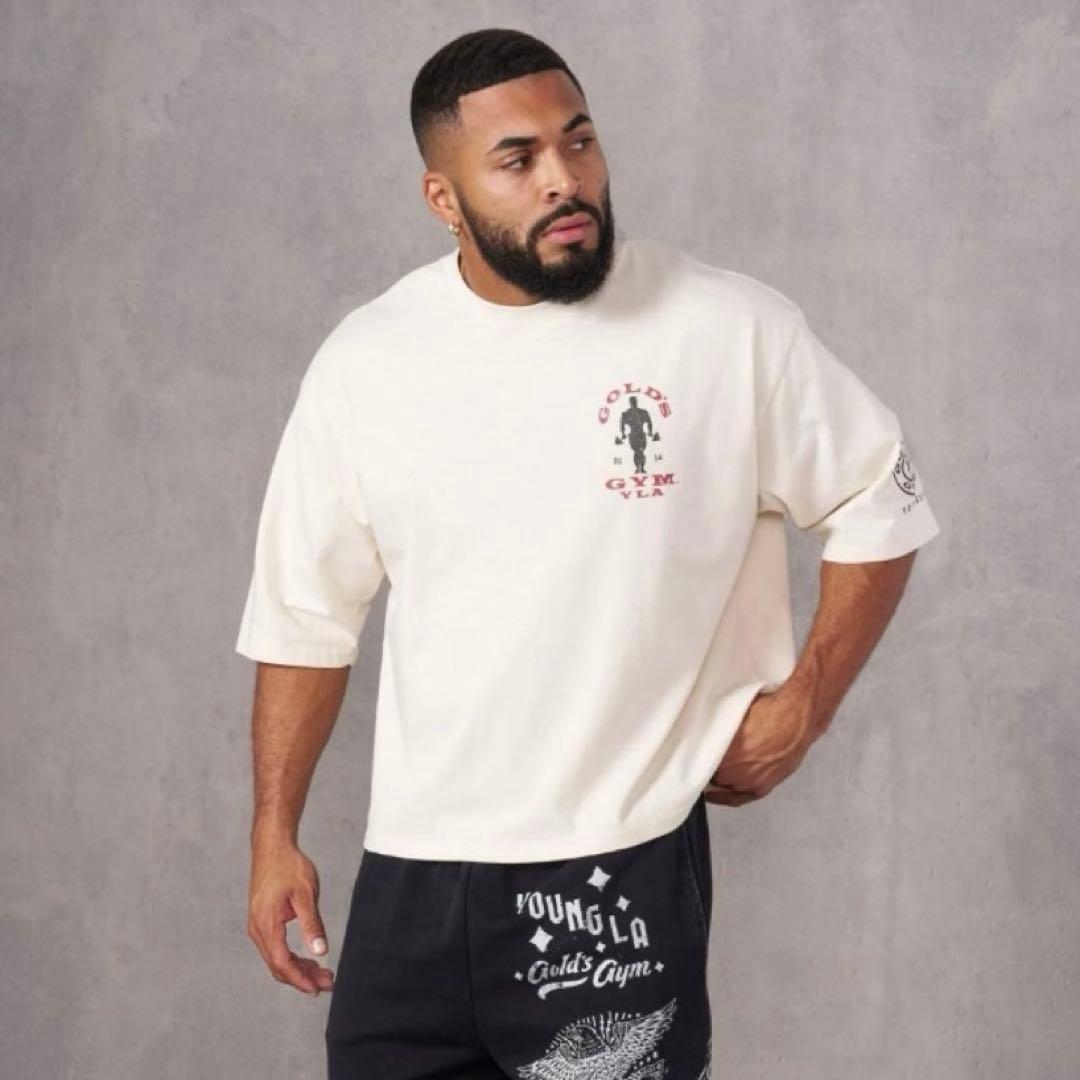  × GOLD'S GYM オーバーサイズ Tシャツ オフホワイト