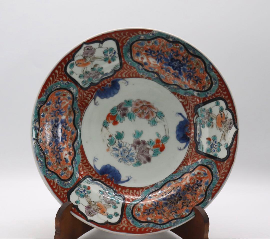 江戸　伊万里錦絵　大皿　蝙蝠　アンティーク　送料込み1006