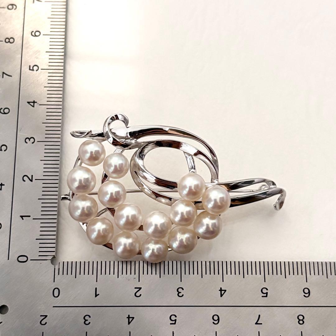 290【タサキ】シルバー　パール　ブローチ