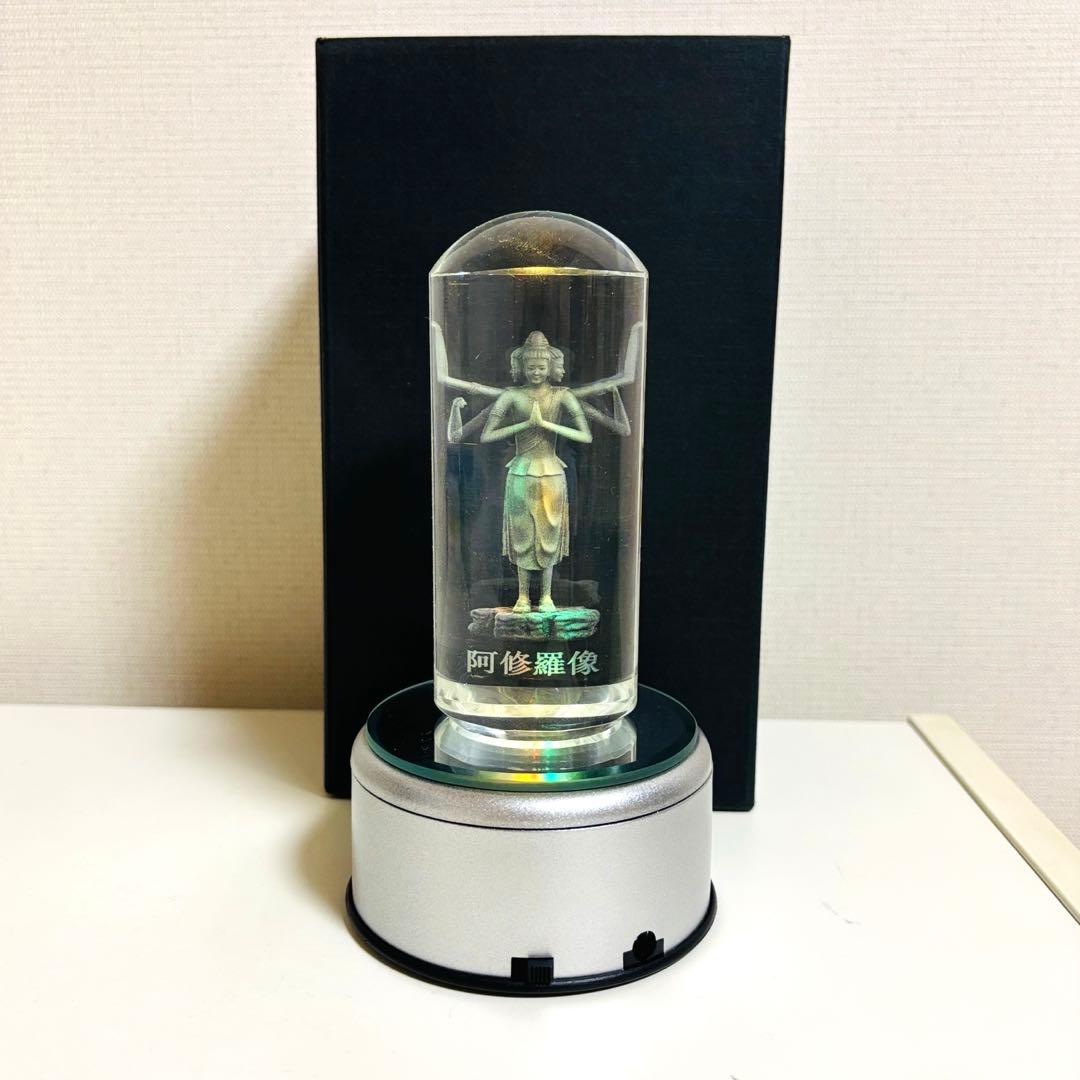 【新品】LED照明付3D阿修羅像あしゅら　鉛を含まないK9クリスタルガラス