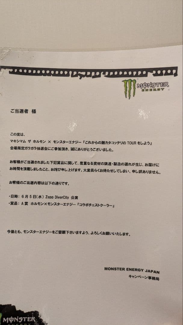 激レア　マキシマム ザ ホルモン　Monster　クーラーボックス　非売品
