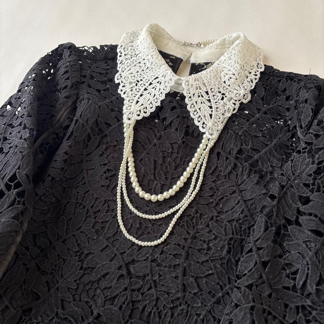 美品♡レジャ leja ドレス リーフレースカラー セットアップ ブラック M