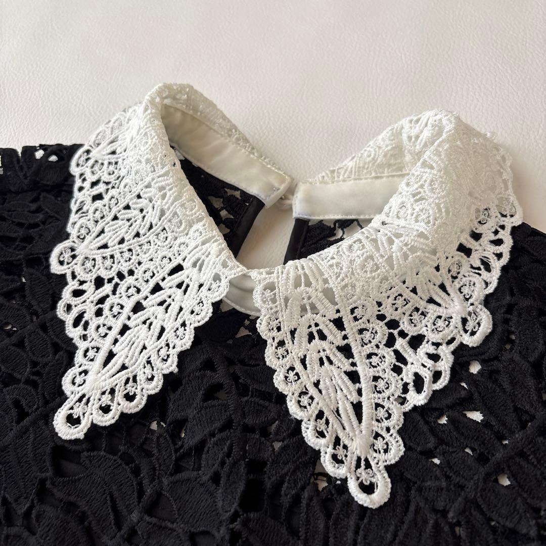 美品♡レジャ leja ドレス リーフレースカラー セットアップ ブラック M