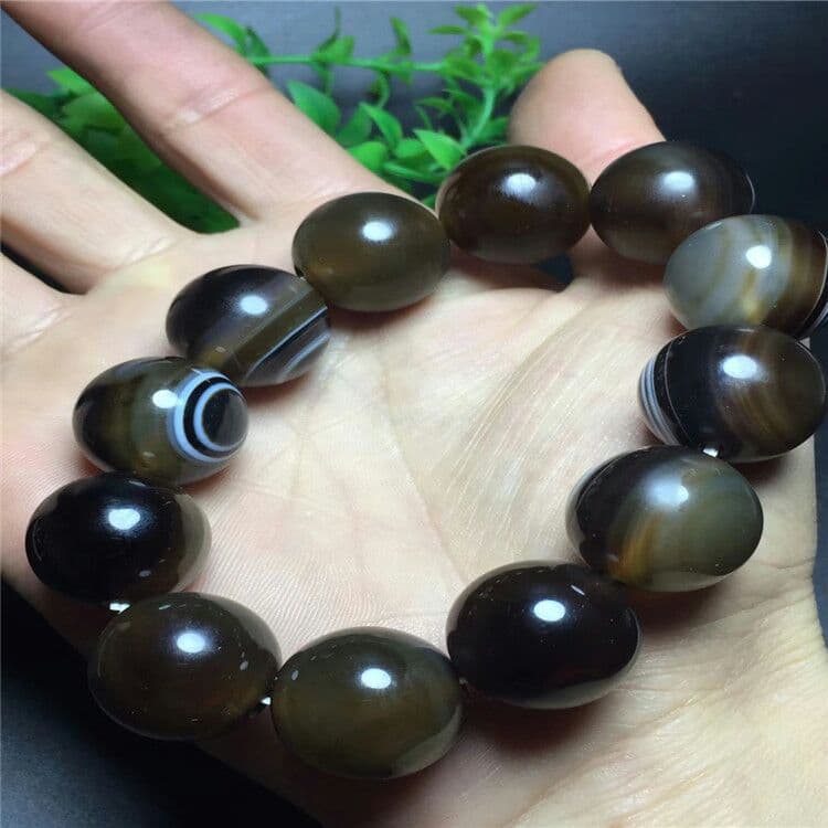 宝飾薬師瑪瑙天眼ブレスレット白と黒の糸を巻いた薬師瑪瑙天眼仏珠ブレスレット