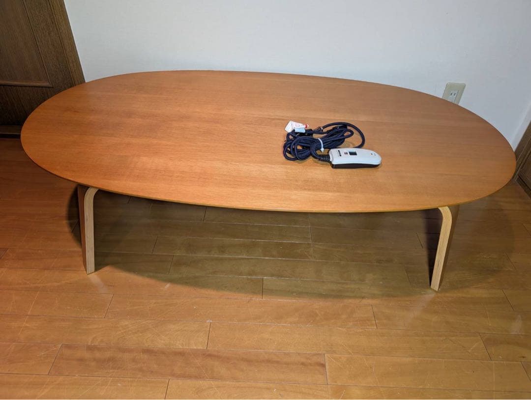 ■送料込■無印良品 木製楕円こたつ 曲木脚 フラットヒーター タモ材 暖房器具
