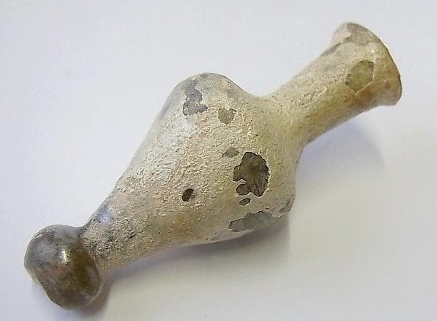 ★Y1417★古代　ガラス 化粧小瓶　銀風化　アイライン顔料壺　ローマ出土