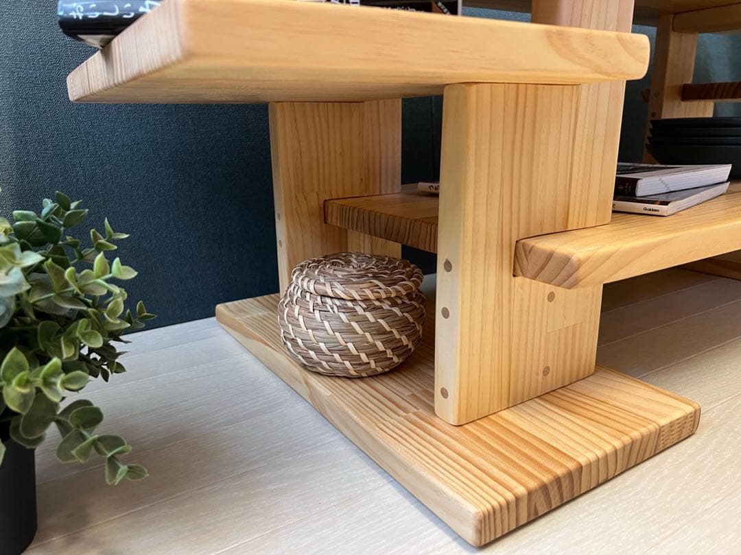 【在庫整理】 ローテーブル 木組みたっぷり収納 120cm 45cm パイン