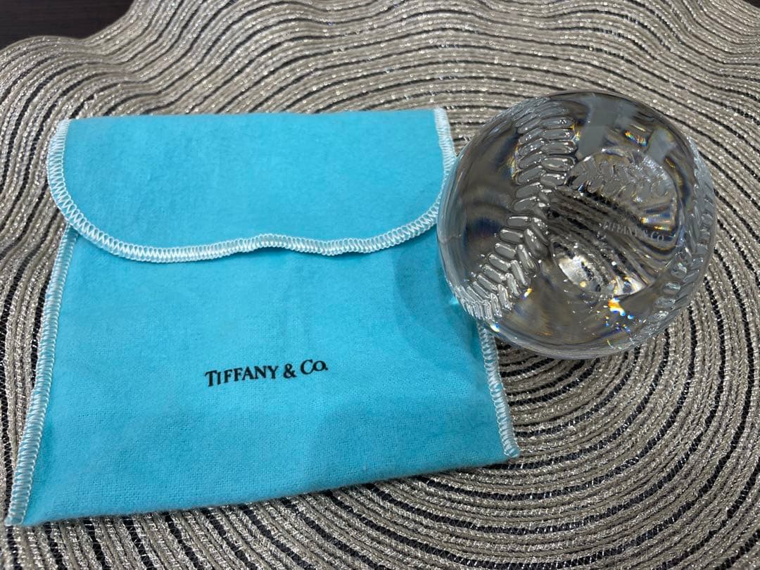 超希少 ティファニー　ペーパーウエイト　クリスタル　野球ボール　極美品