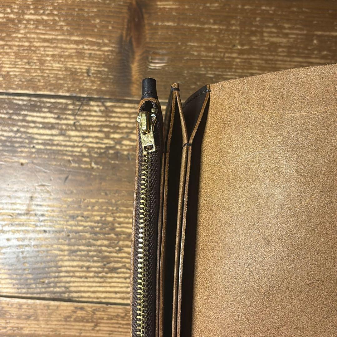 1点のみたつのハンドワックスレザー茶芯トラッカーウォレットチェーンセット