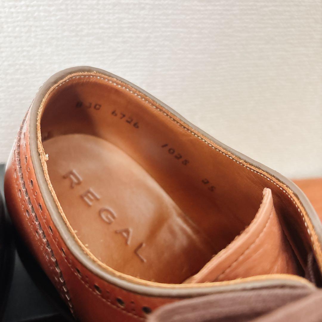 美品 REGAL 外羽根 メダリオン ストレートチップ ブラウン 25㎝