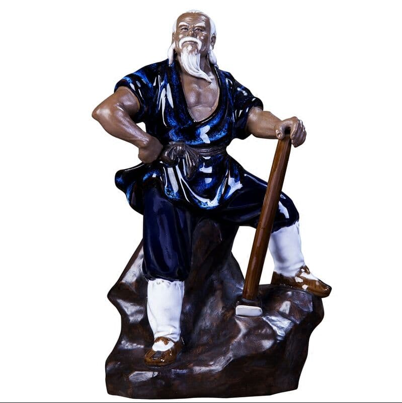 石湾公仔創意陶磁老人、愚公移山、風水事務室装飾品