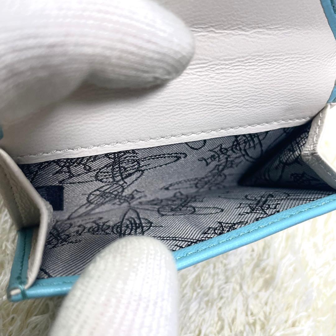 未使用に近い ヴィヴィアンウエストウッド 折財布 ブルー 三つ折り財布 レター