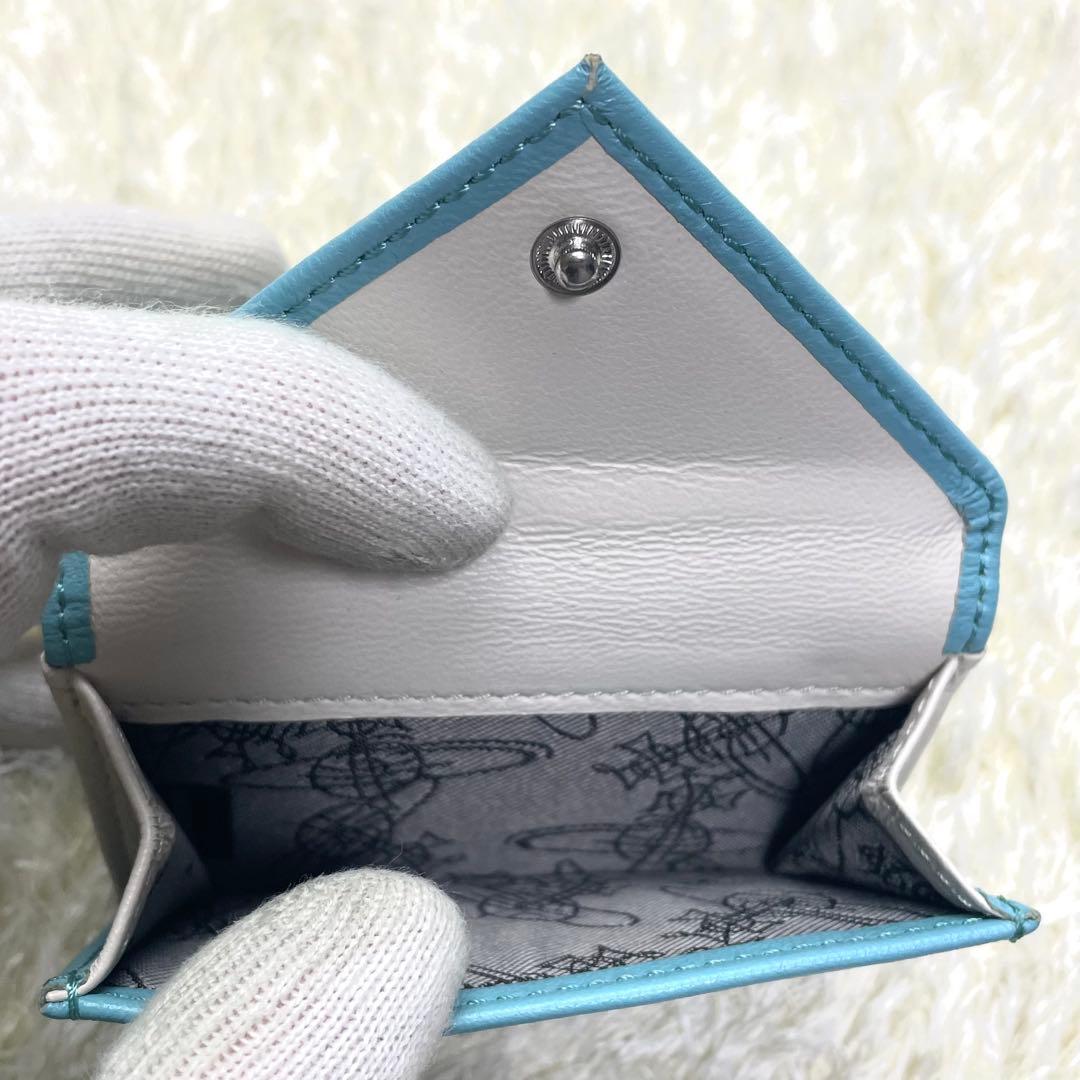 未使用に近い ヴィヴィアンウエストウッド 折財布 ブルー 三つ折り財布 レター