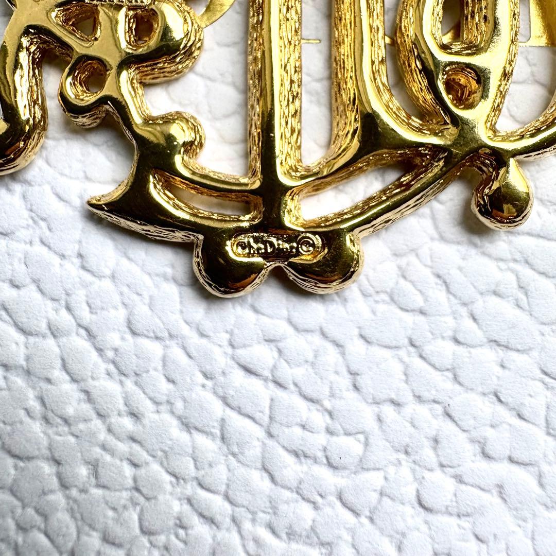 極美品✨ディオール ブローチ エンブレム ラインストーン ヴィンテージ
