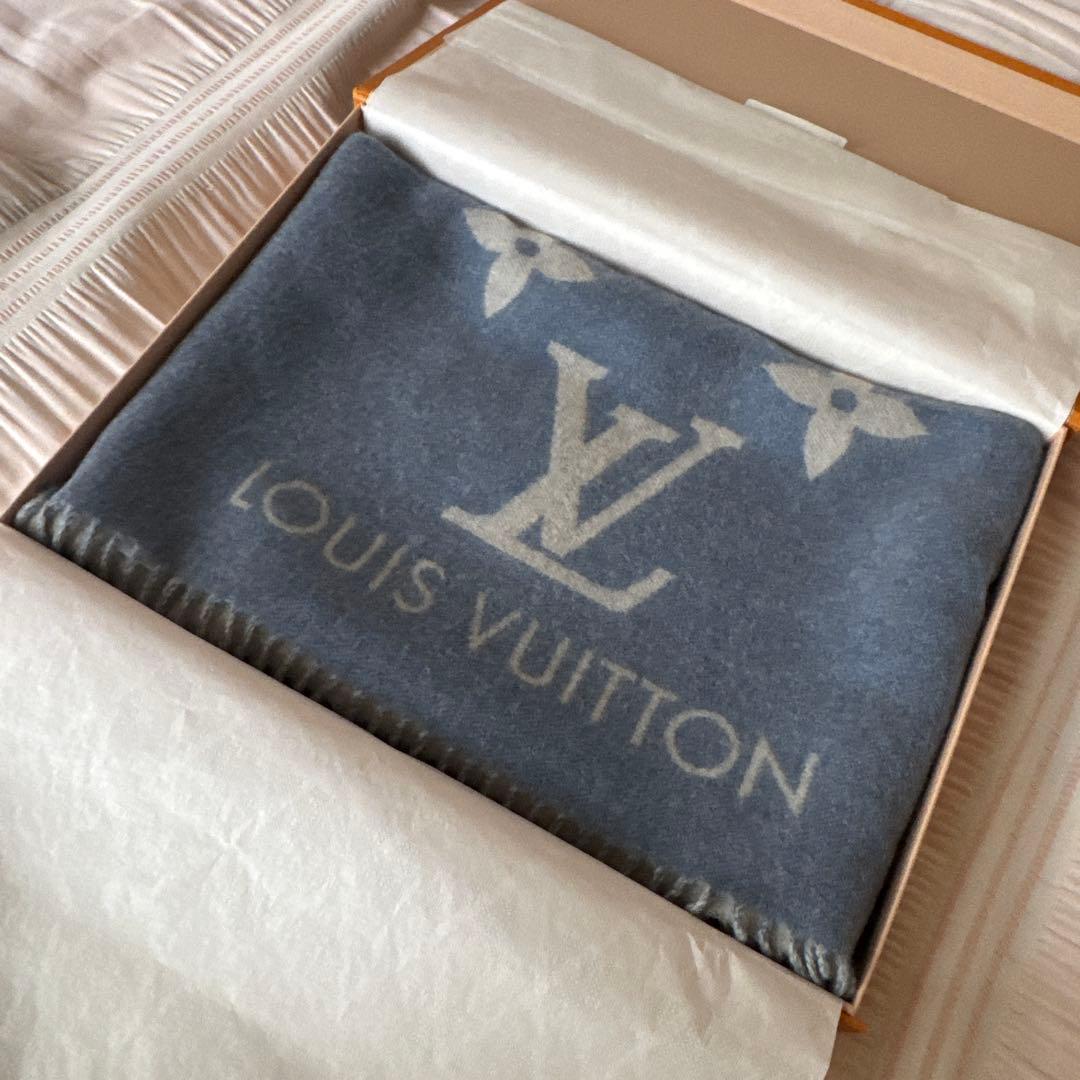 ルイヴィトン マフラー レイキャビック ライトブルー×グレーM75704